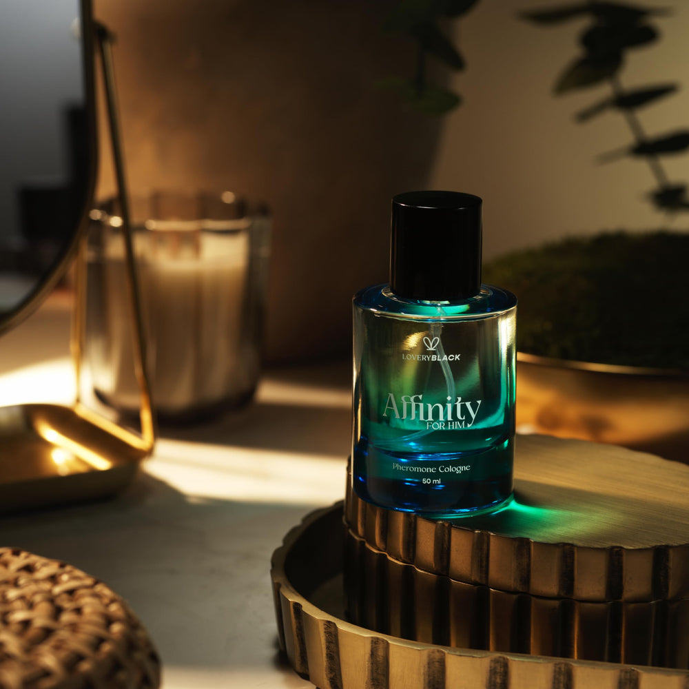 LOVERY Affinity for Him packaging exudes masculine elegance and premium design
