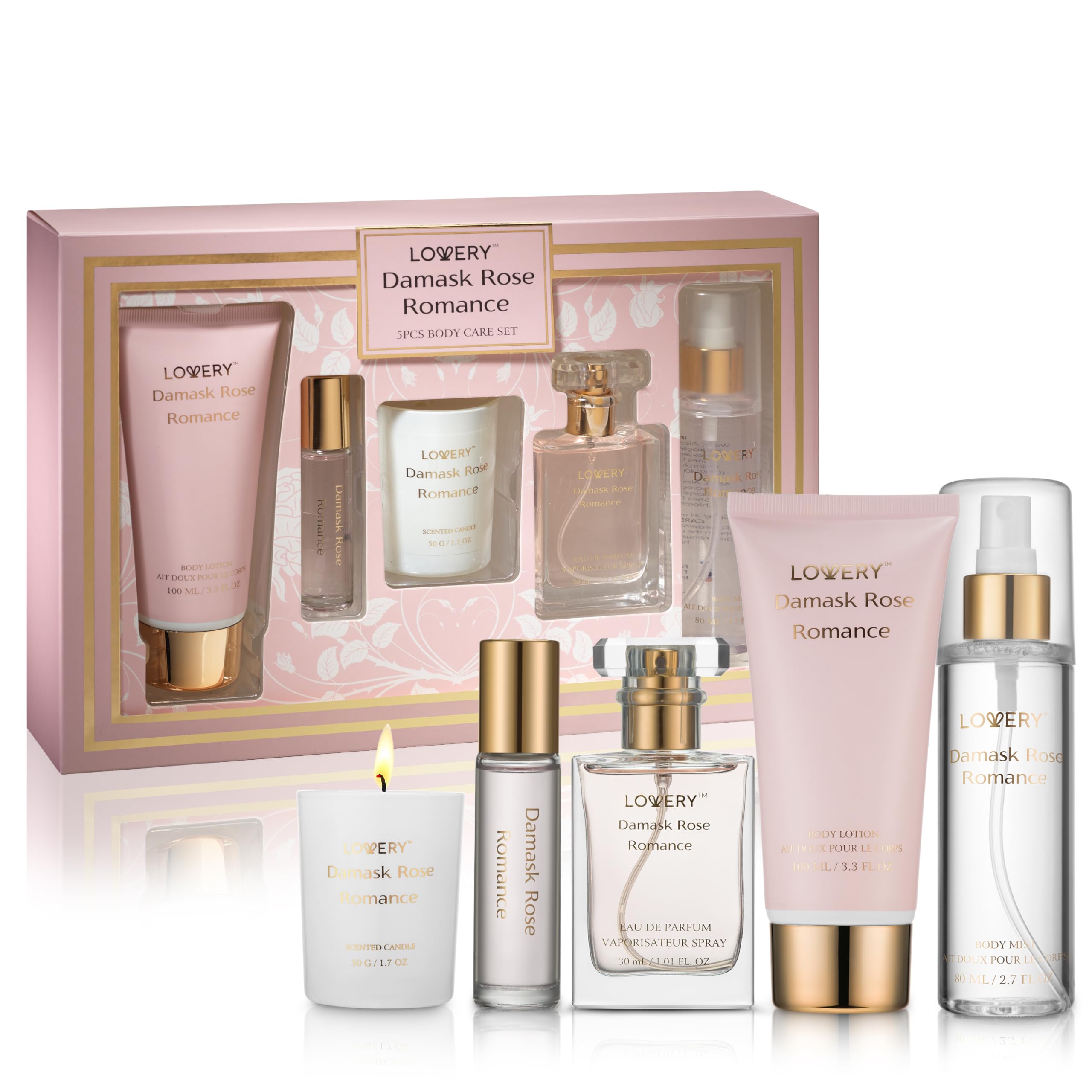 LOVERY Damask Rose Spa Kit gift box ready for gifting.