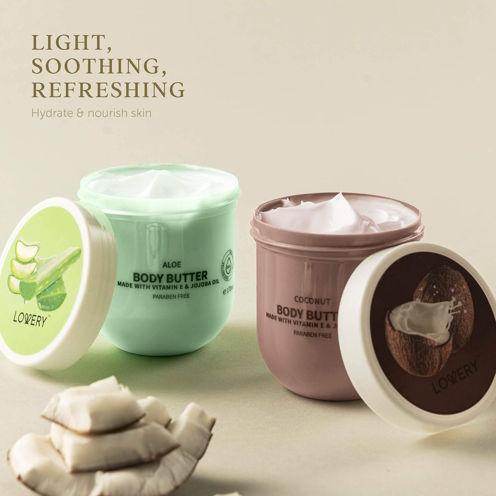 LOVERY olive body butter jar delivering nourishing skin softness