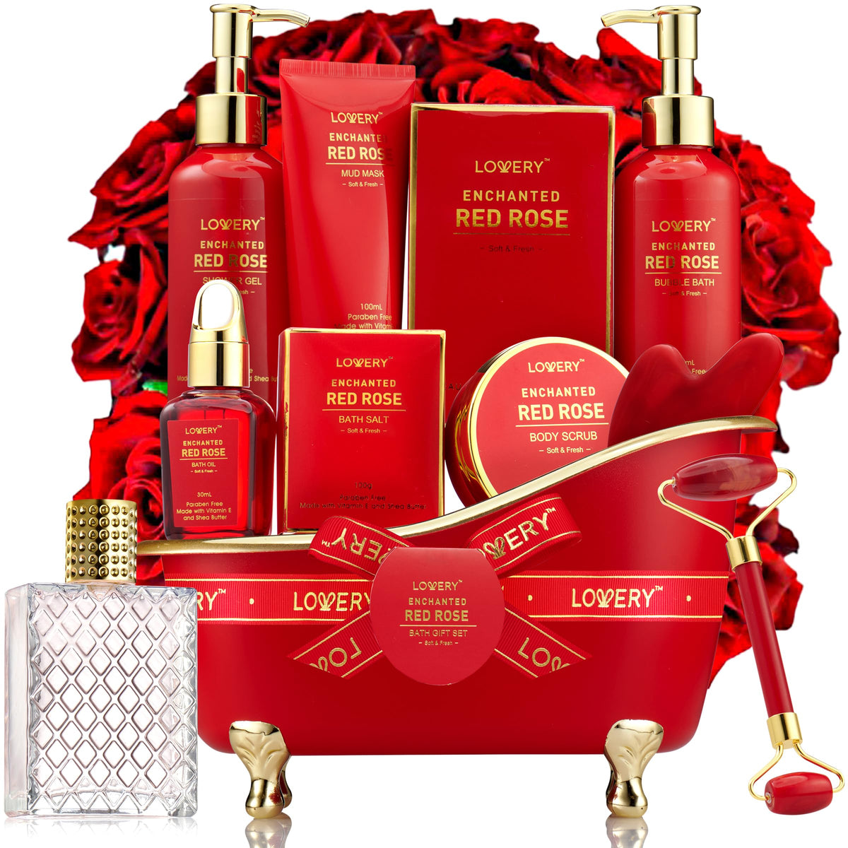 LOVERY red tub gift set with spa essentials for her
