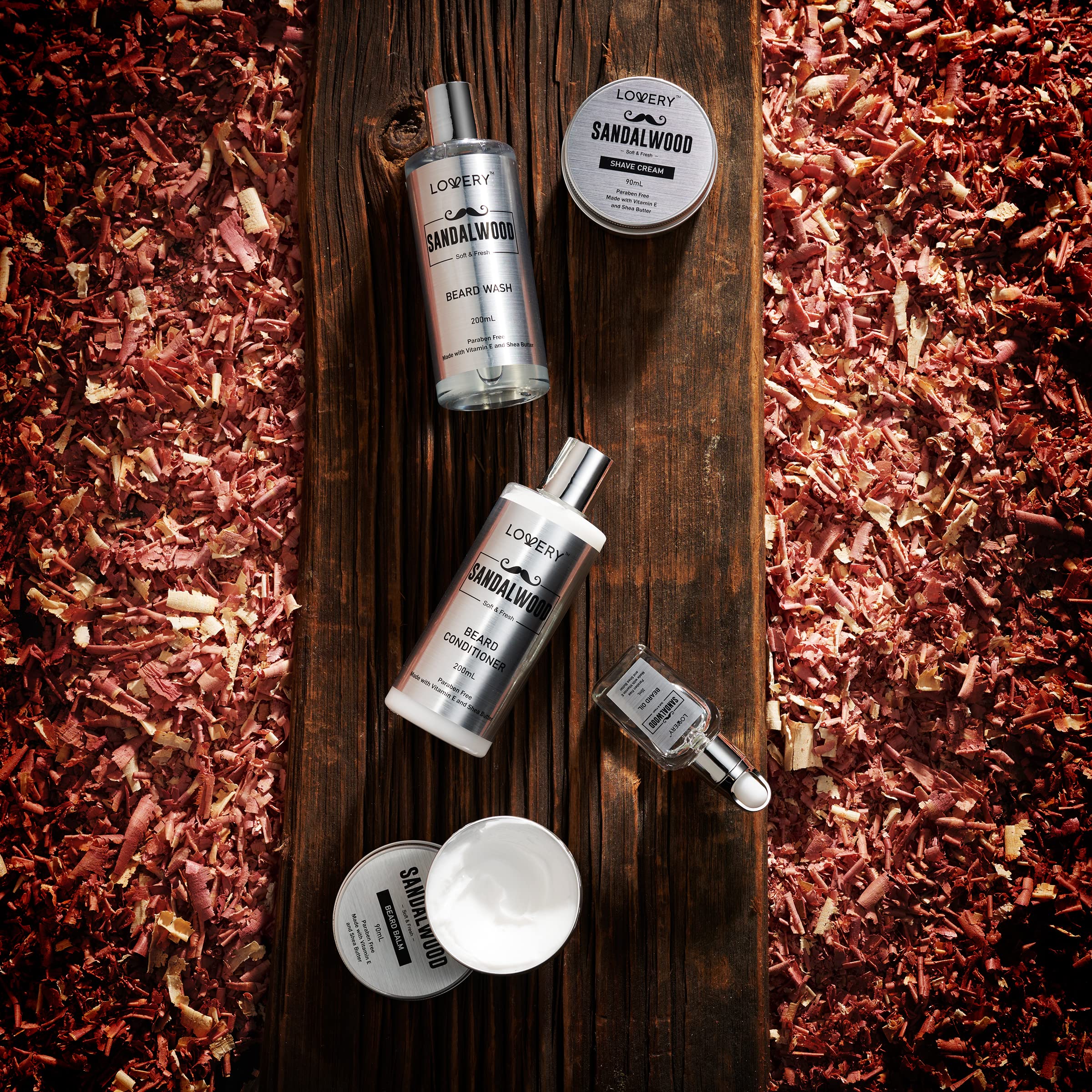 Lovery sandalwood shaving cream tube provides smooth prep for grooming