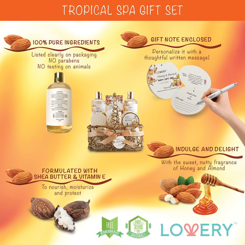 LOVERY Flower-shaped bath puff included to boost cleansing and lather.