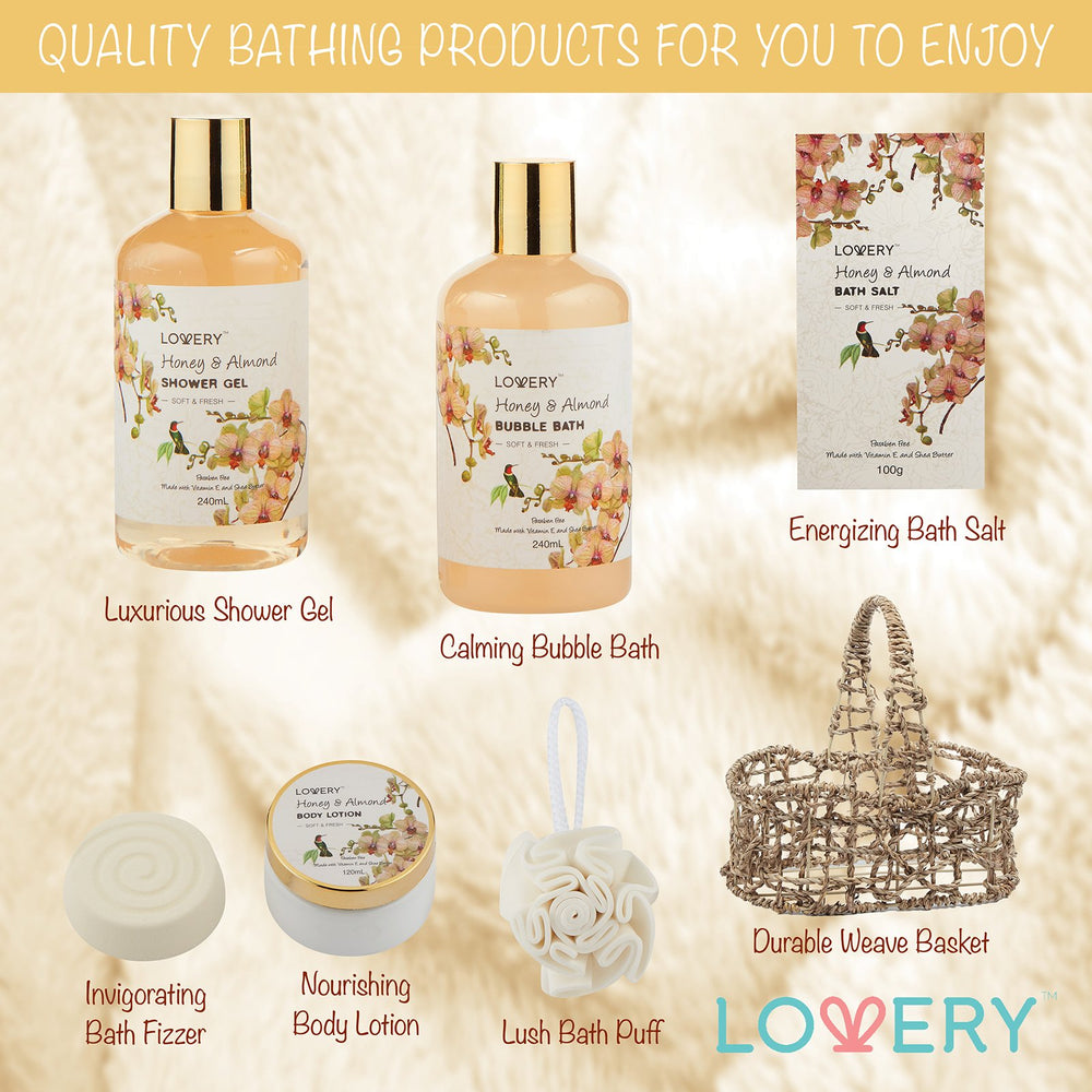 LOVERY Bath salt granules in the basket for a fragrant, soothing soak.