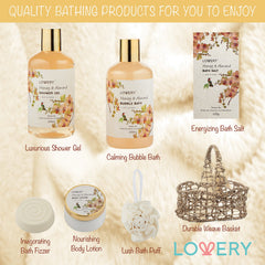 LOVERY Bath salt granules in the basket for a fragrant, soothing soak.