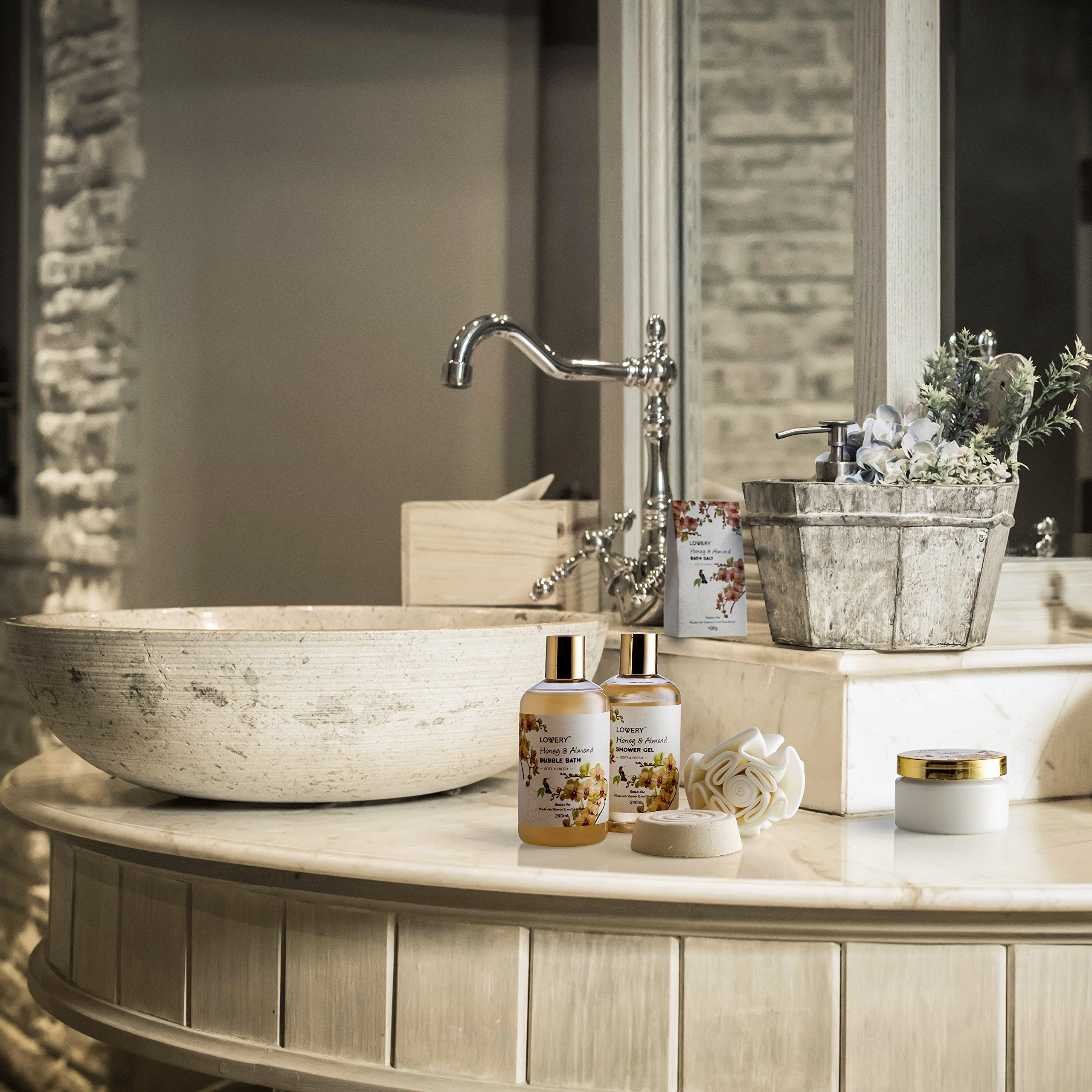 LOVERY Body lotion tube included for silky skin after a relaxing spa session.