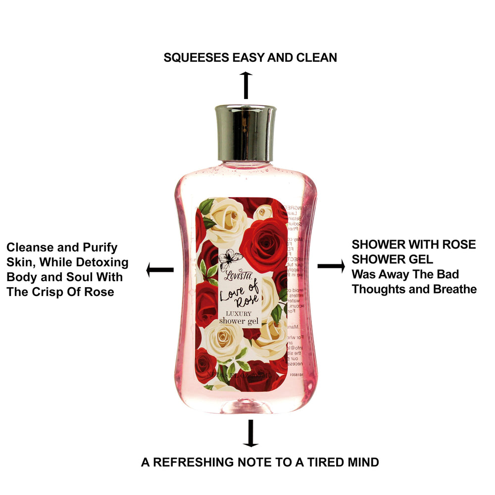 LOVESTEE Love of Rose exotic bubble bath bottle enhances relaxation and skin softness.