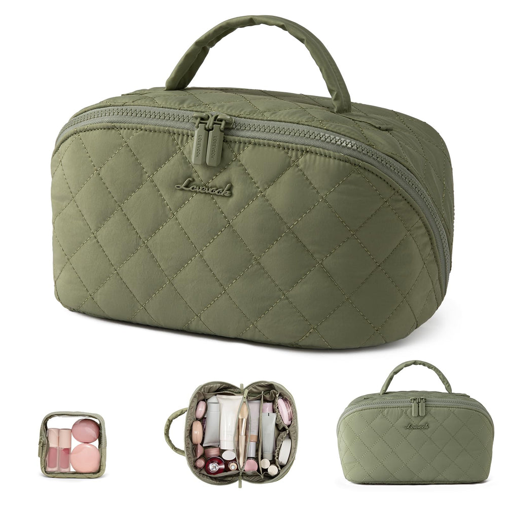 LOVEVOOK travel makeup bag open flat for quick access to full kit