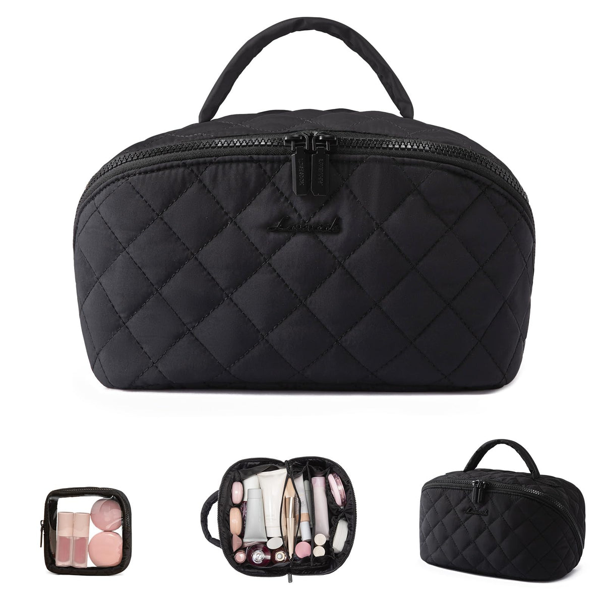 LOVEVOOK travel makeup bag with open-flat design and quick access