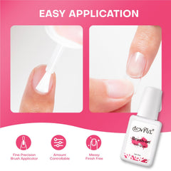 LOVFUL brush-on nail glue applicator in use on nails.