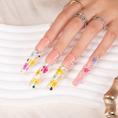 Lovful Flora handmade nails with crystal embellishments for durable, reusable wear.