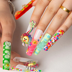 LOVFUL flower design acrylic nails offering stylish versatility for any occasion.
