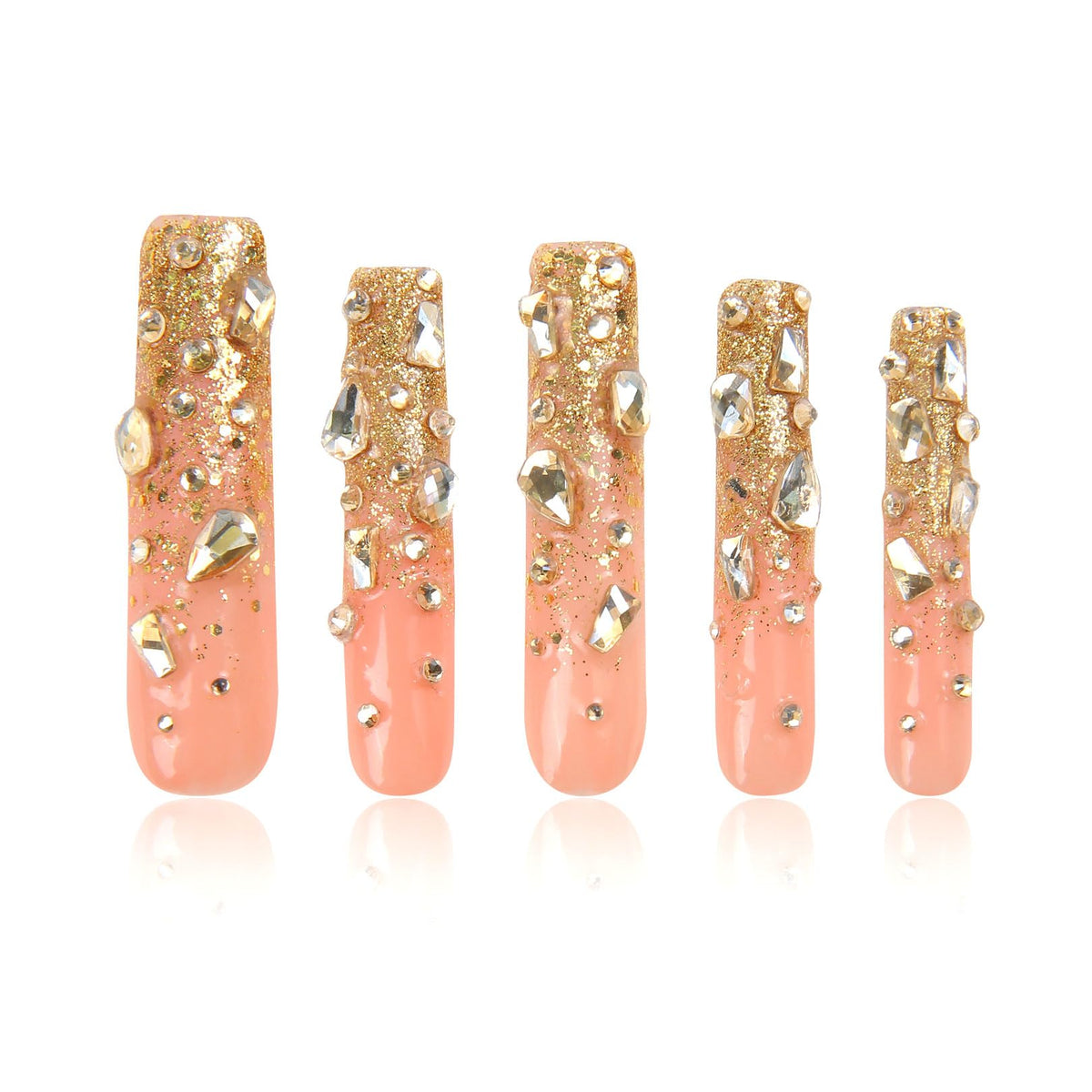 LOVFUL Gold Bling nails with crystal accents for a luxe at-home manicure