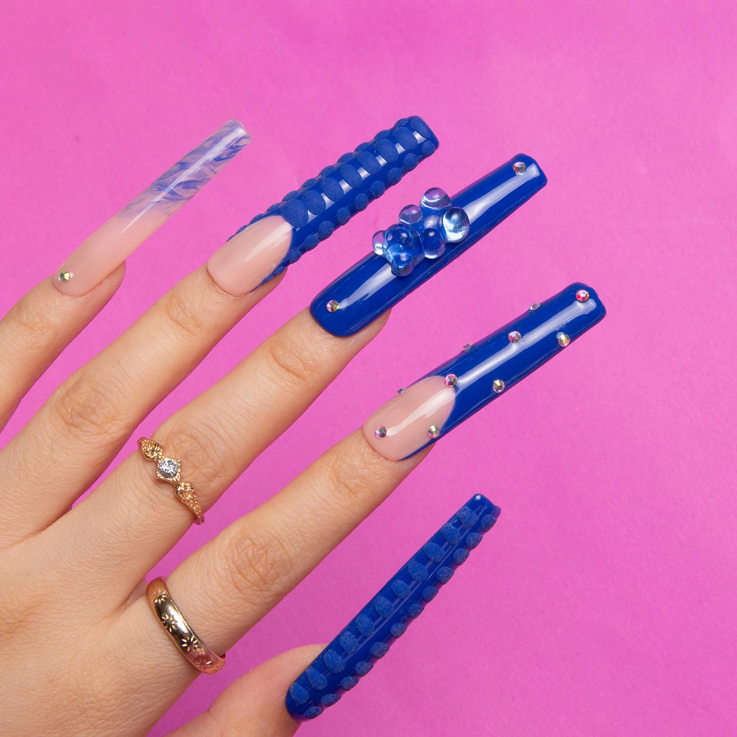 LOVFUL hand applying nails shows easy at-home application.