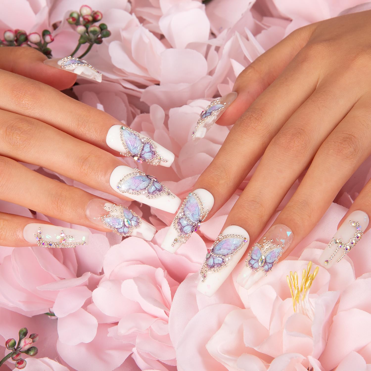LOVFUL Holly Blue Nails application demo showing quick, easy press-on fit.
