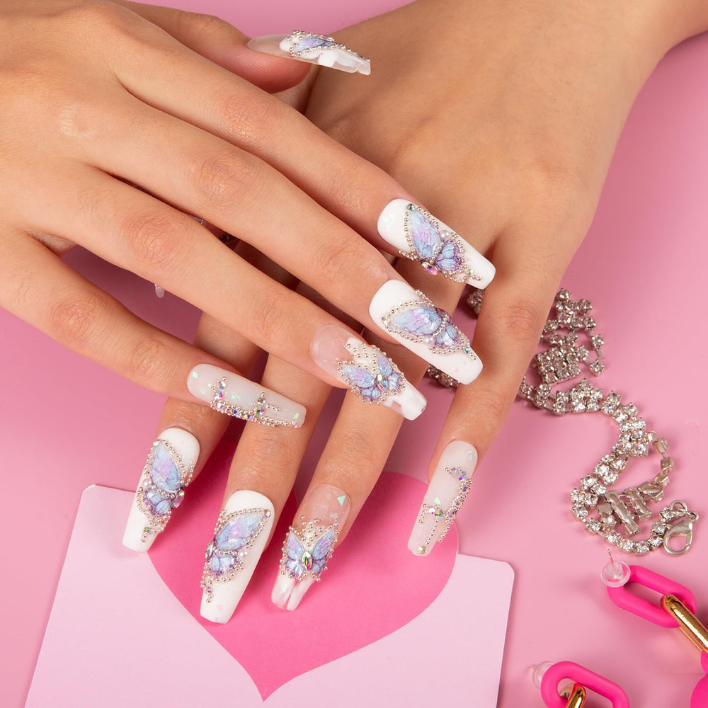 LOVFUL Holly Blue Nails full-coverage design for salon-worthy at-home wear.