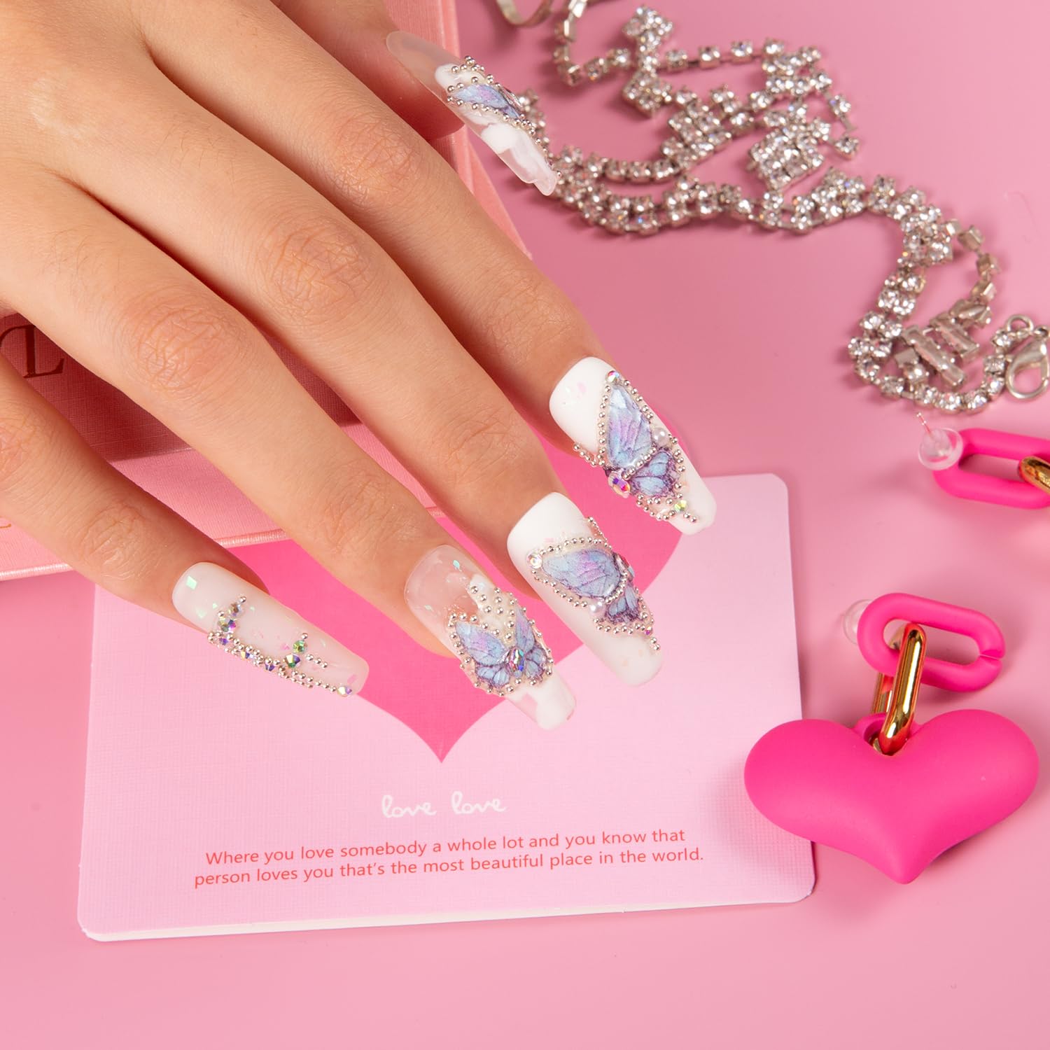 LOVFUL Holly Blue Nails styled with coordinated outfits.