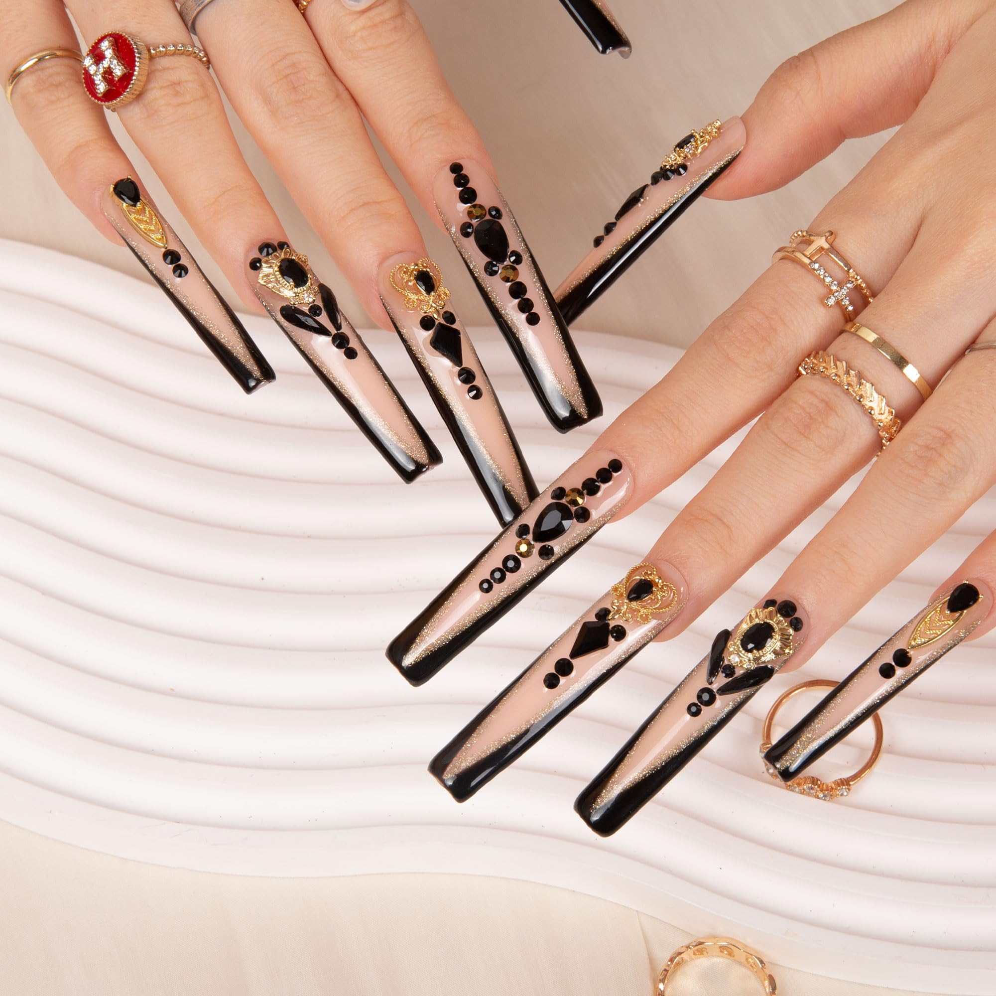 Lovful Obsidian Palace nails show original crystal art ready to elevate outfits.