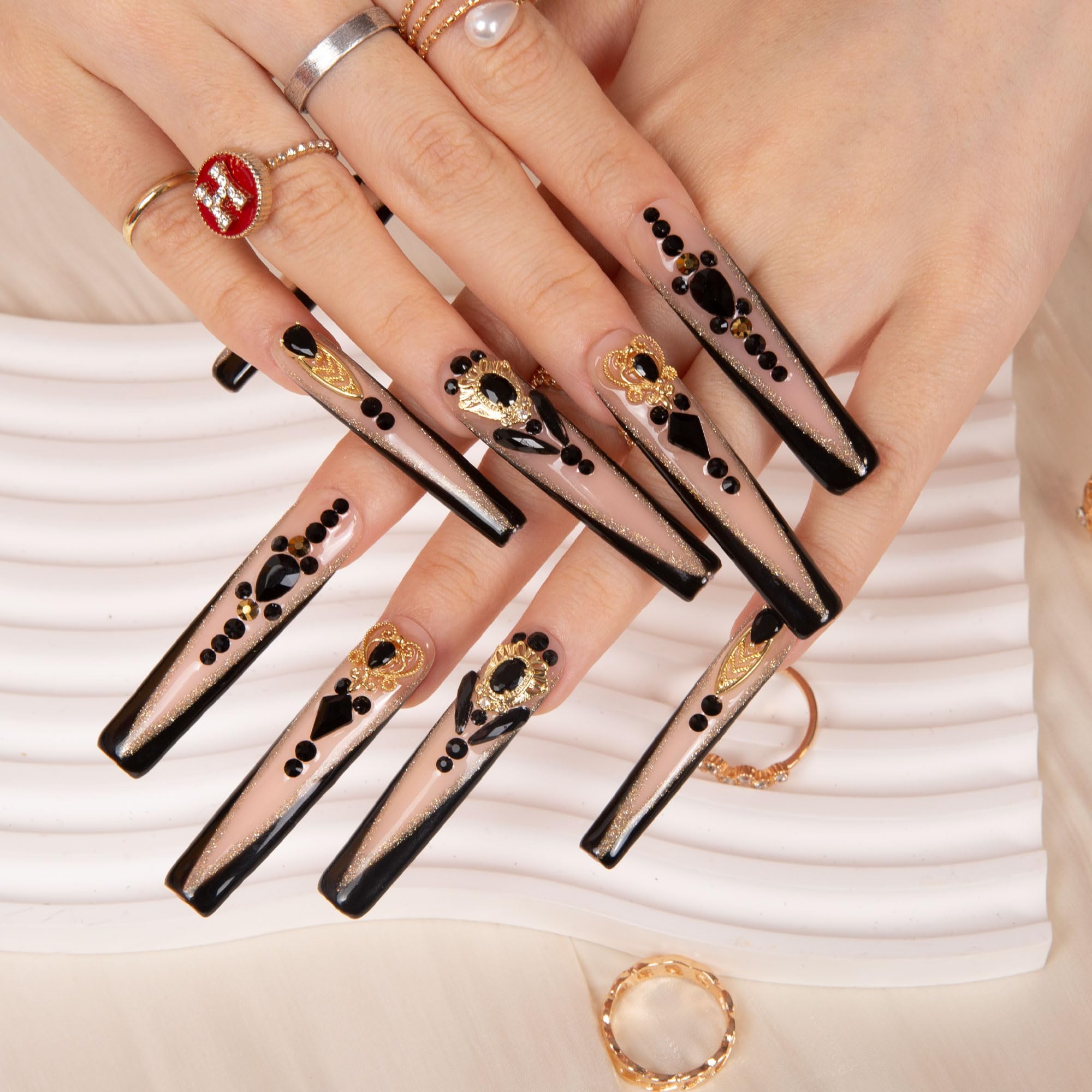 Close-up of Lovful square-long nails showing durable, long-lasting wear.