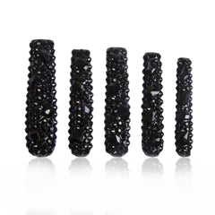 LOVFUL press on nails classic black rhinestone closeup highlights crystal drama for events.