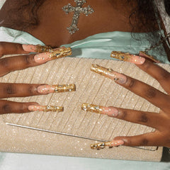 LOVFUL Princess nails with diamond details for regal, event-ready style.
