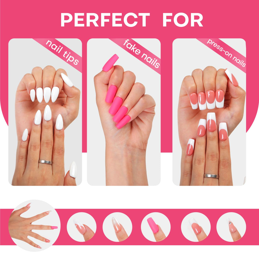 LOVFUL salon dip and acrylic nail adhesion demonstrated with brush-on glue.