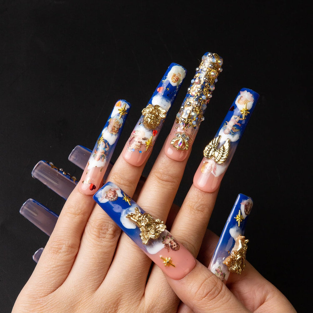 LOVFUL square long 2.2 inch nails in application for salon-quality results.