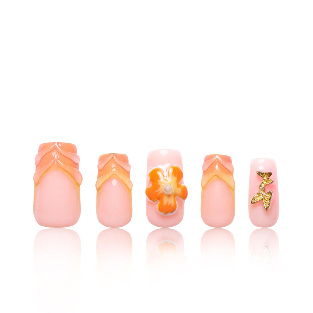 LOVFUL Tropical Fantasy nails with crystal coverage for a bold look