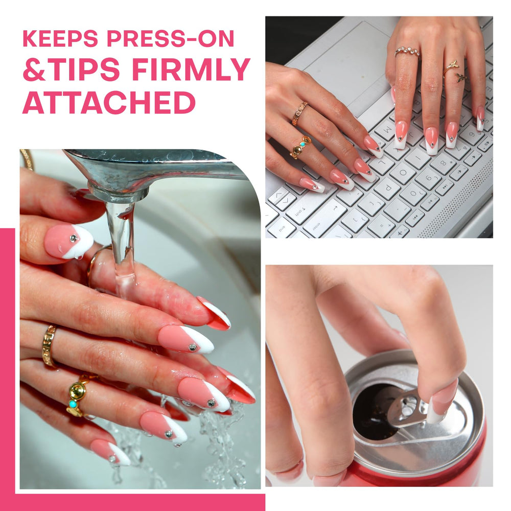 LOVFUL water-resistant nail glue wearing through daily activities.