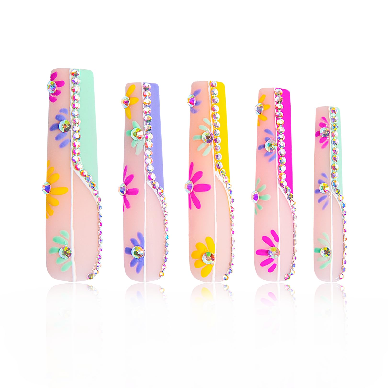 LOVFUL Wild Blooming nails with crystal detail for premium sparkle