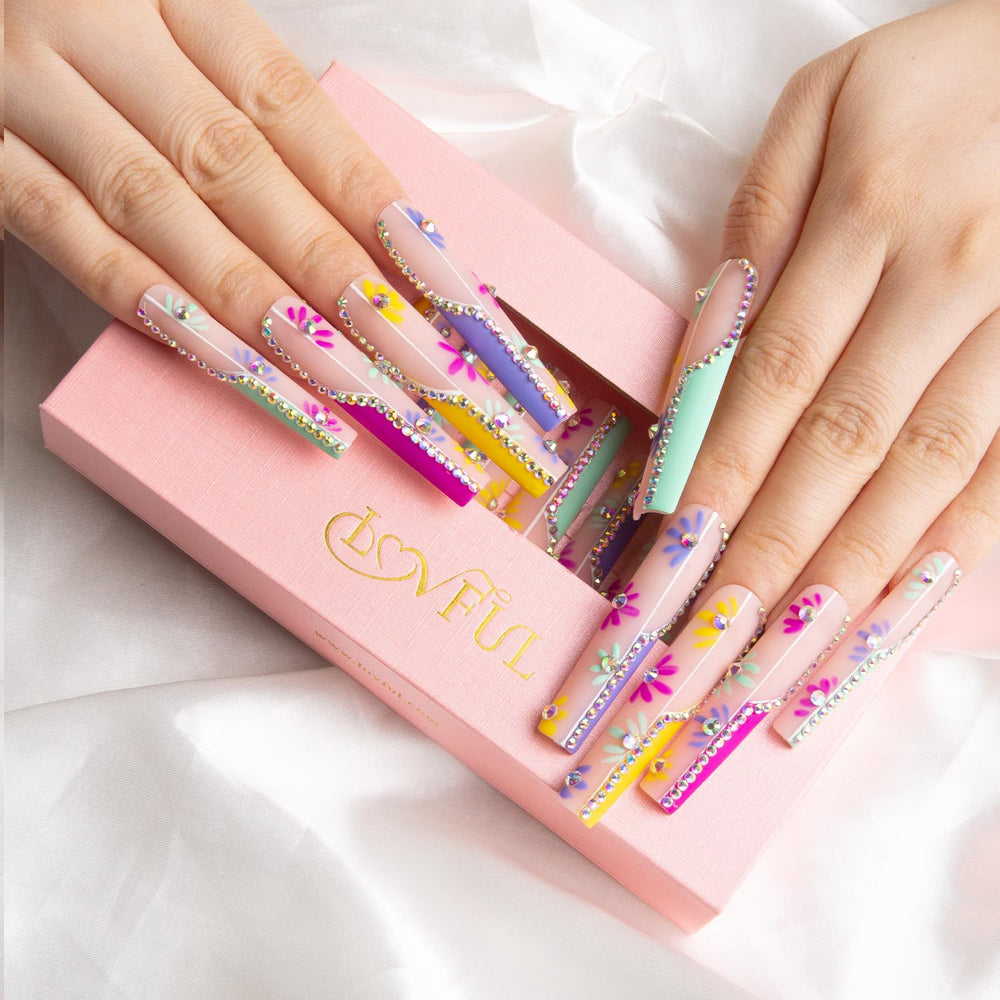 LOVFUL Wild Blooming square long nails ready for durable wear