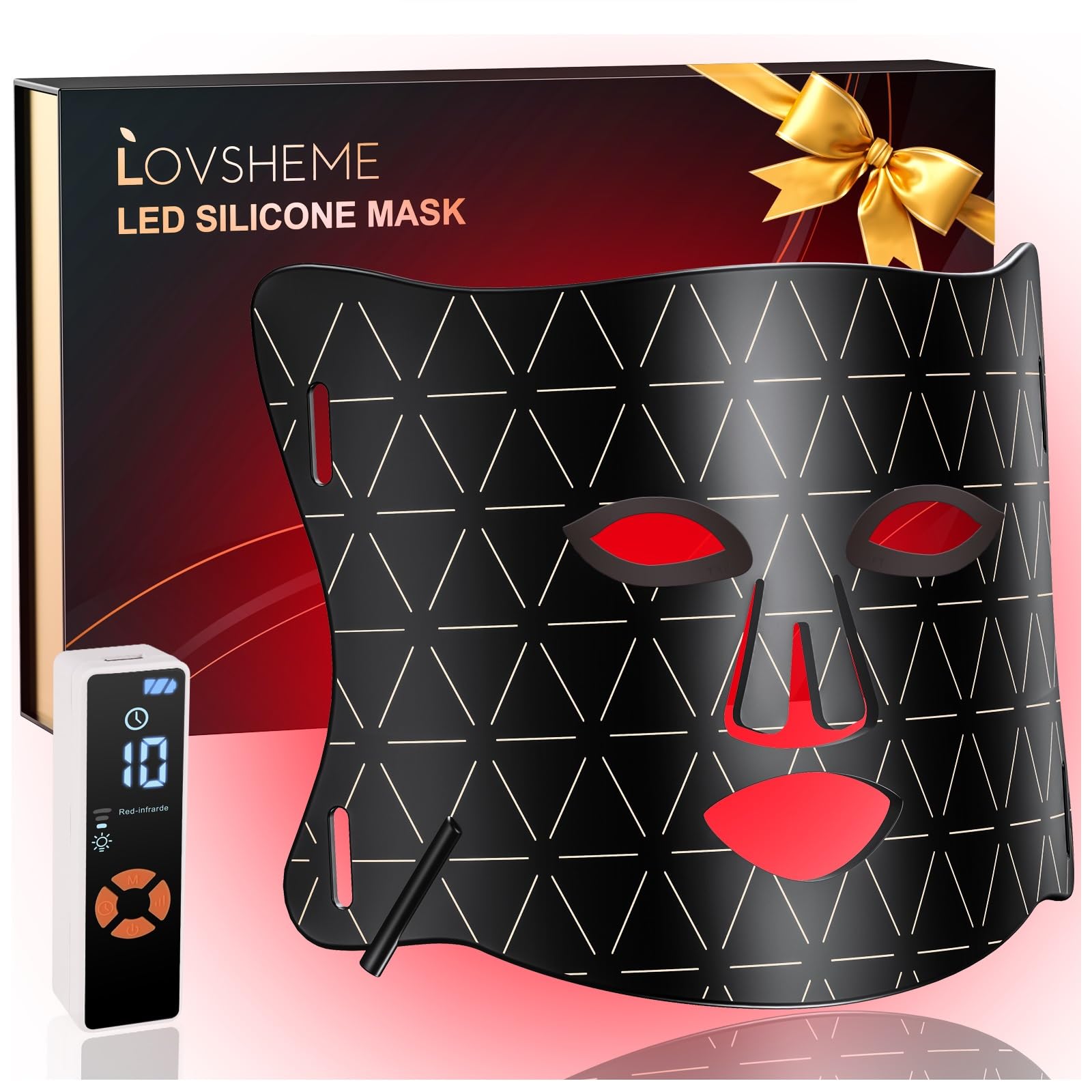 Lovsheme LED Face Mask on the face for at-home light therapy