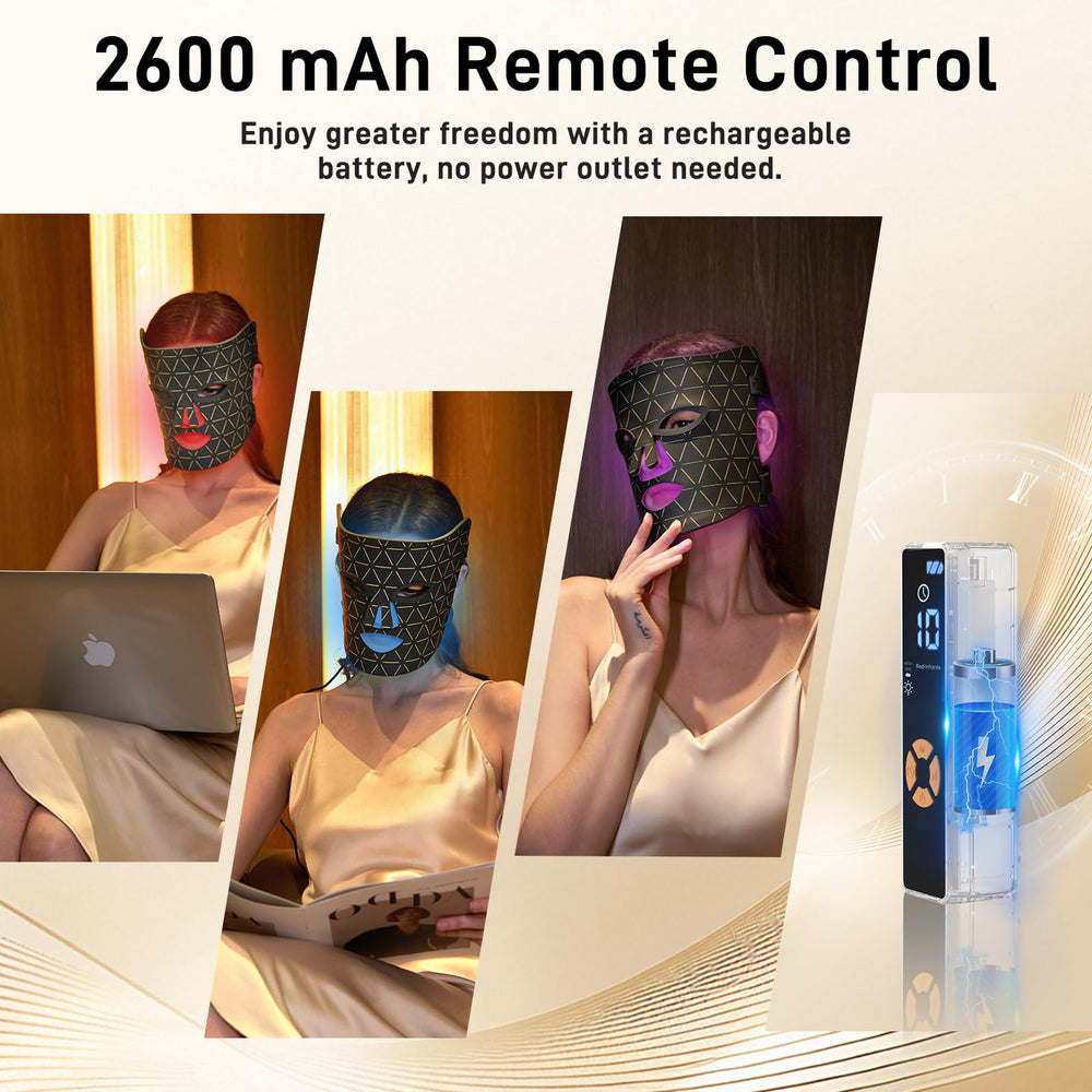 Lovsheme red light mask blue 470 nm light to calm irritation and prevent breakout.