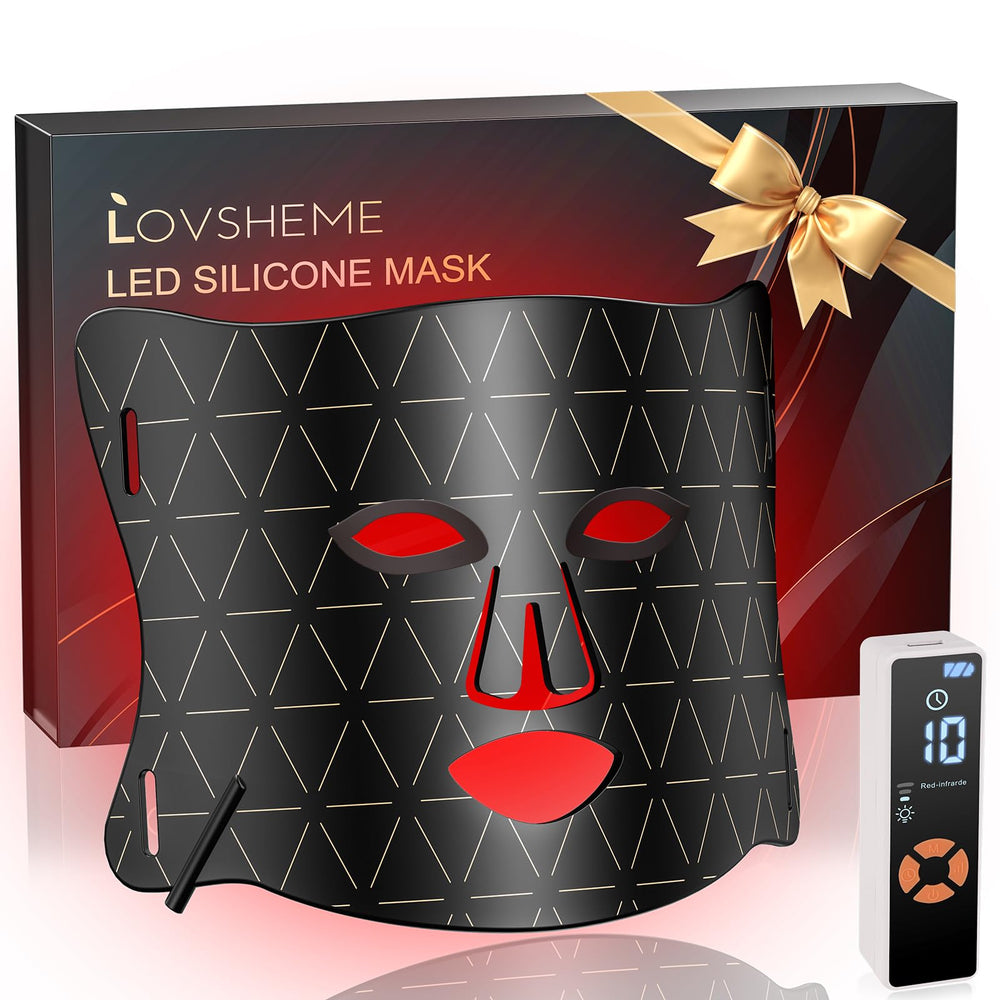 Lovsheme red light mask front view shows comfortable silicone fit for daily at-home skincare.