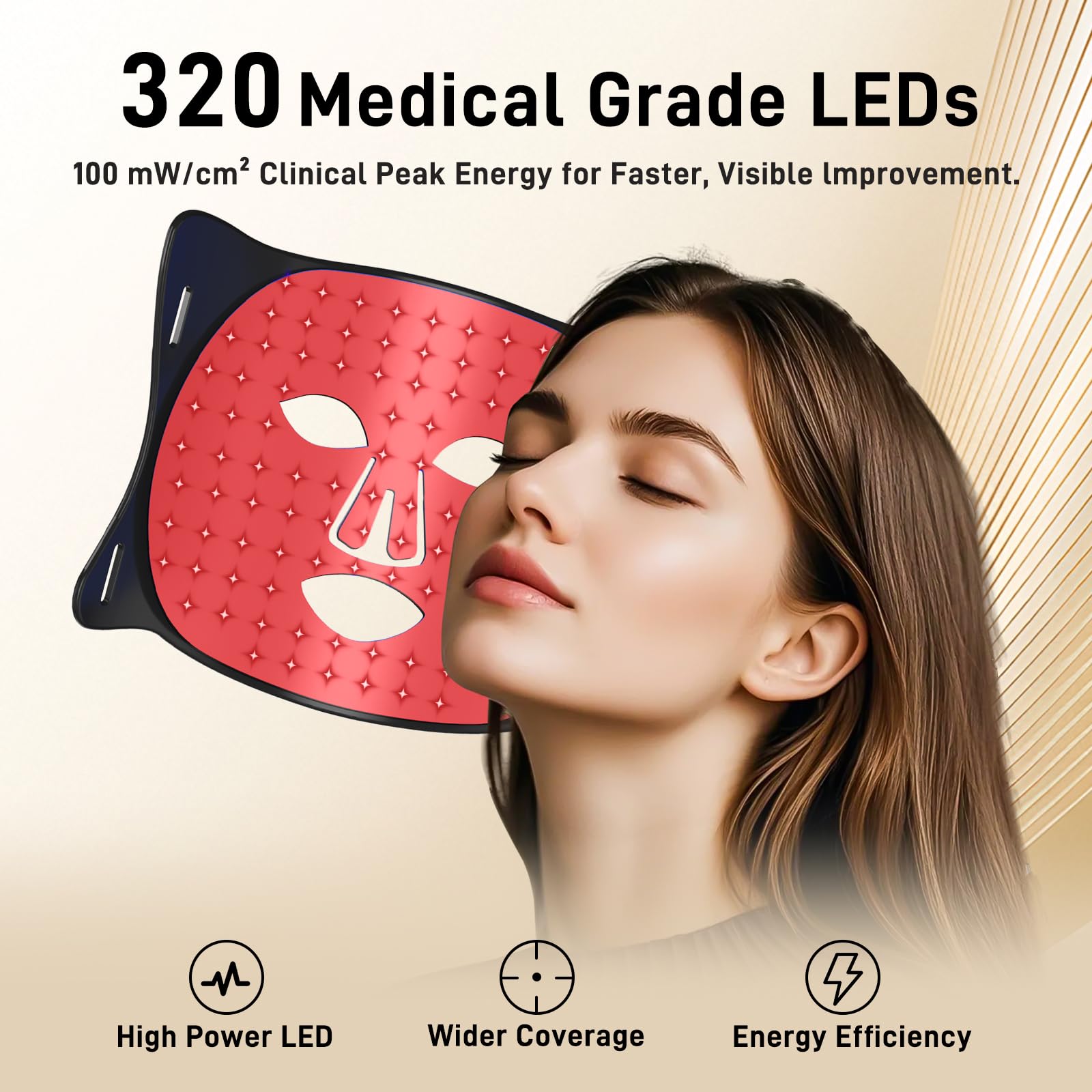 Lovsheme red light mask soft silicone fit hugging facial contours for all skin types.