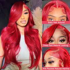 Loyom pre-plucked natural hairline red wig for seamless daily wear.