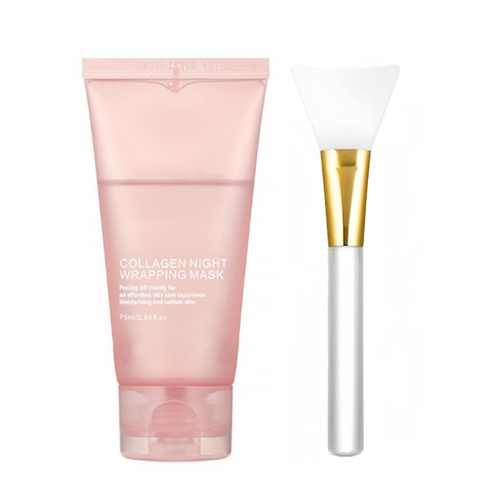 LOYOTICE collagen overnight mask bottle highlights deep hydration for radiant skin.