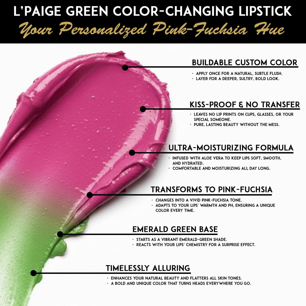 L'Paige Lipstick BASIC GREEN application on lips shows smooth glide