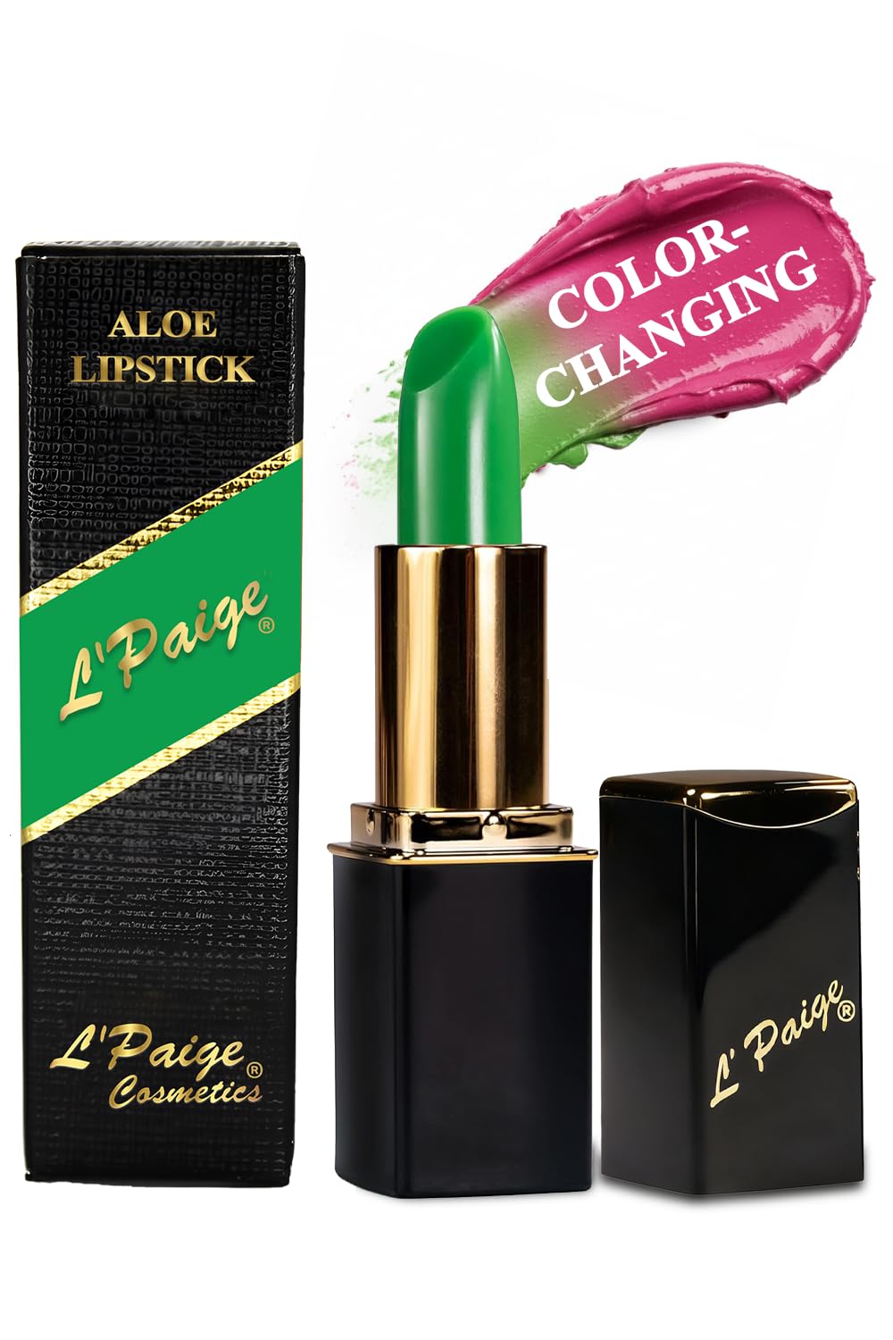 L'Paige Lipstick BASIC GREEN color-change on lips adapts to warmth