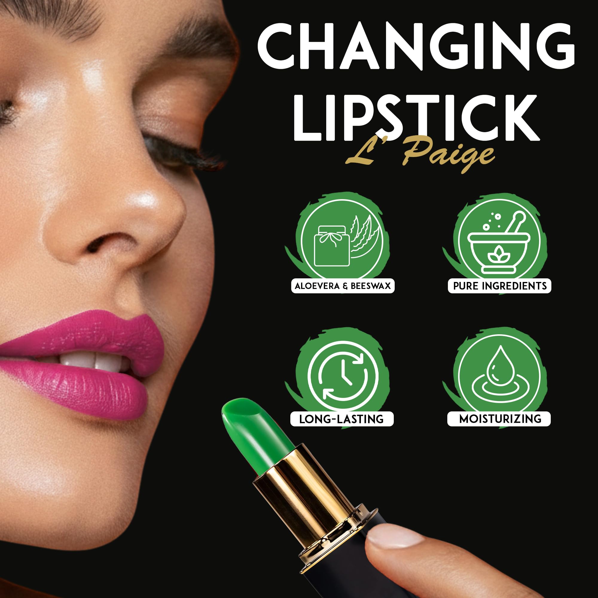 L'Paige Lipstick BASIC GREEN transfer-proof kiss-proof color