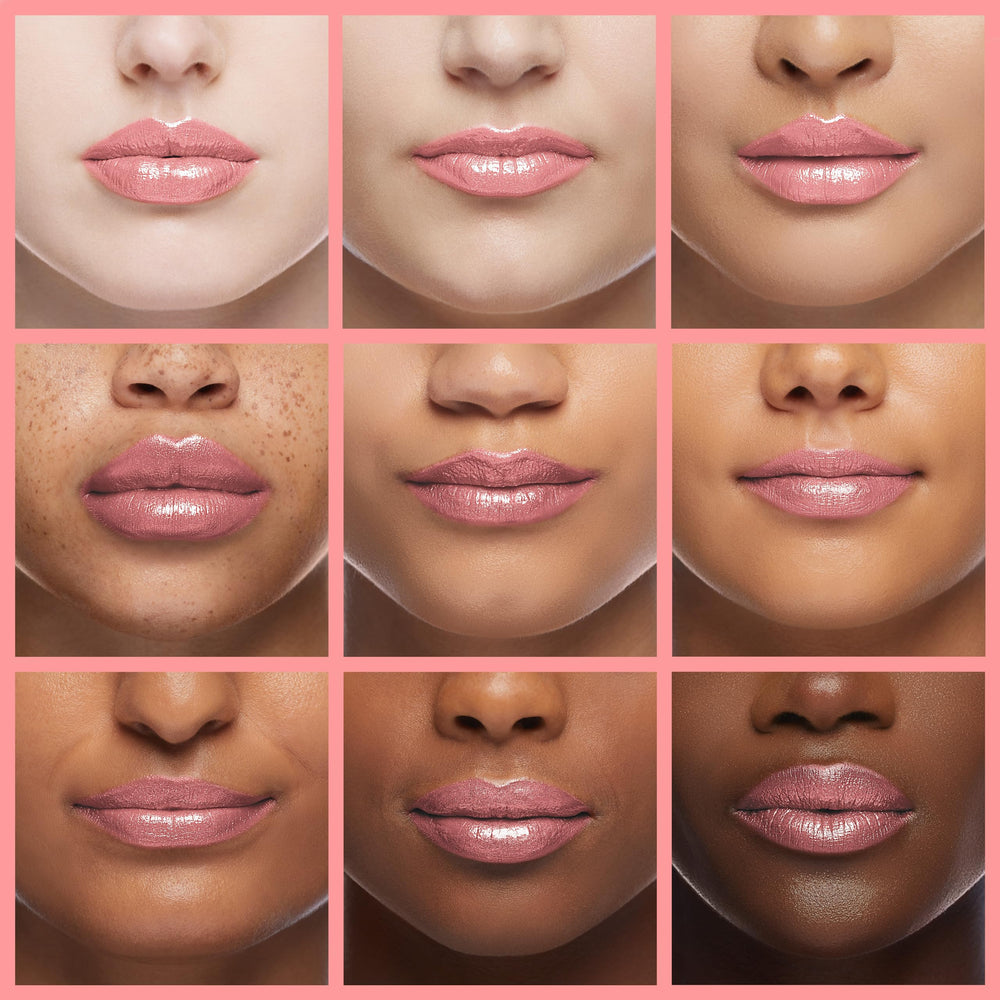 L'Paige Shimmery Ice lipstick swatches reveal buildable shimmer and cool tone