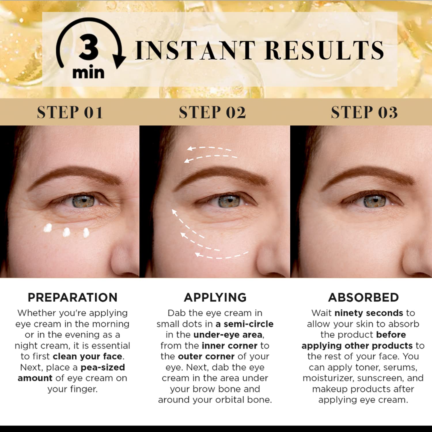LPH LAB Puffy eye reduction application around the orbital area.