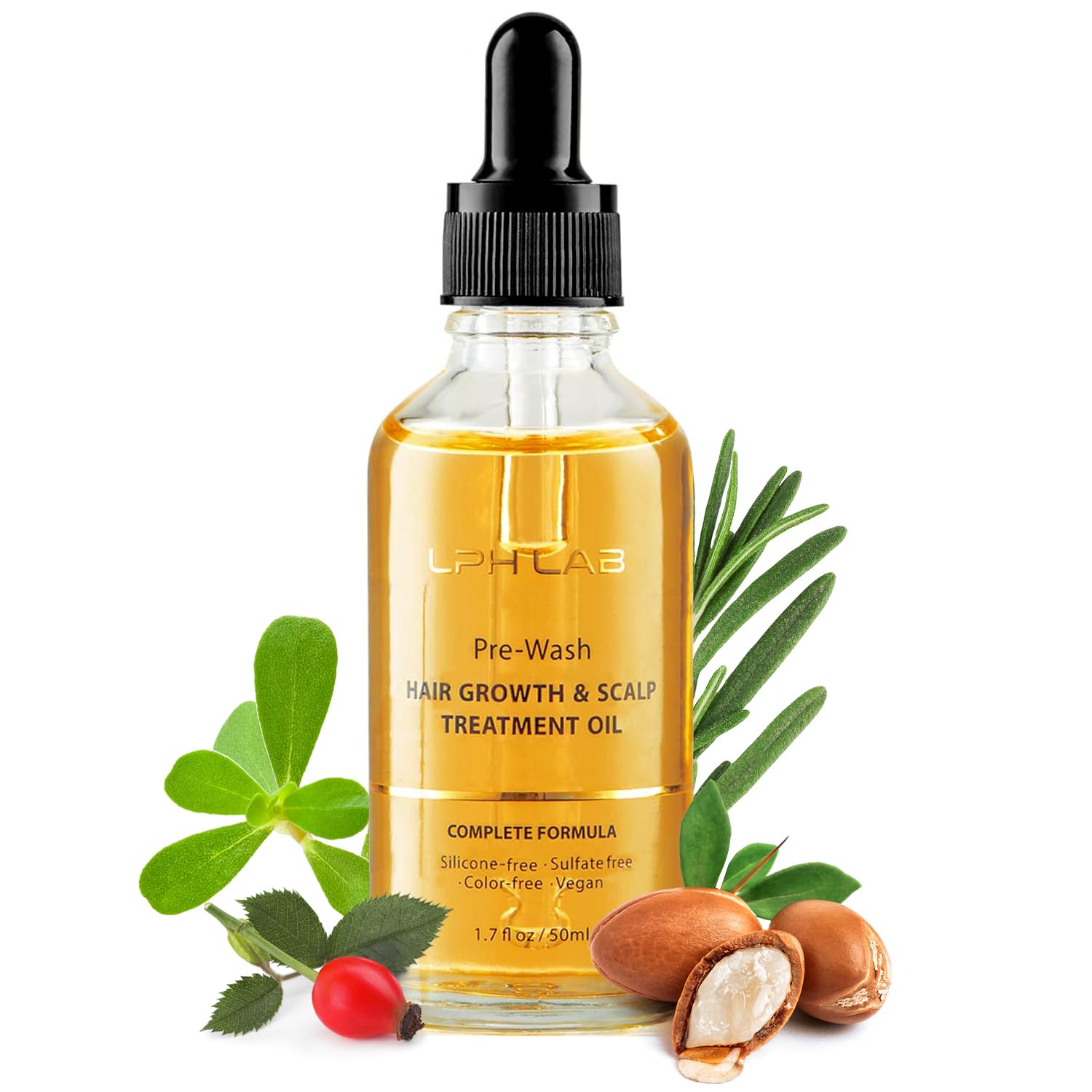 LPH LAB rosemary hair oil bottle ready for prewash nourishment