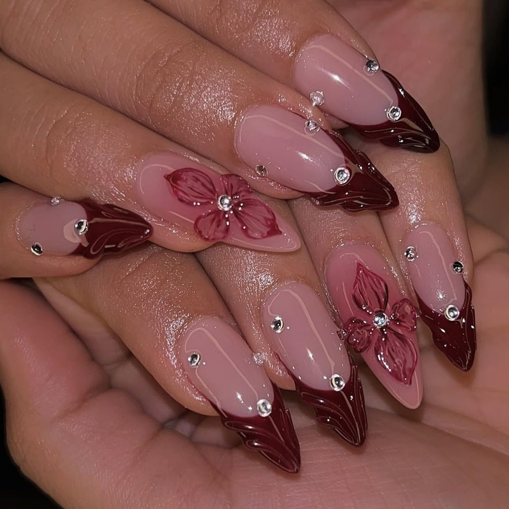 LPOODDNU 24-piece almond nail kit arranged for quick DIY manicure