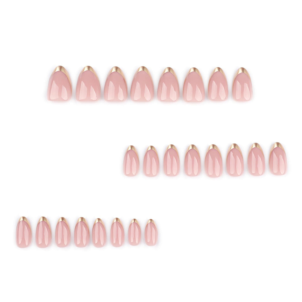 LPOODDNU 24-piece almond press-ons ready for quick manicures.