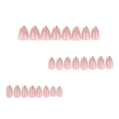 LPOODDNU 24-piece almond press-ons ready for quick manicures.