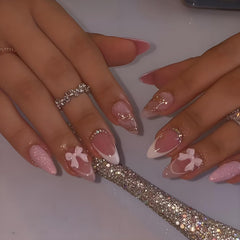 LPOODDNU almond French tip press-on nails for a polished at home salon look