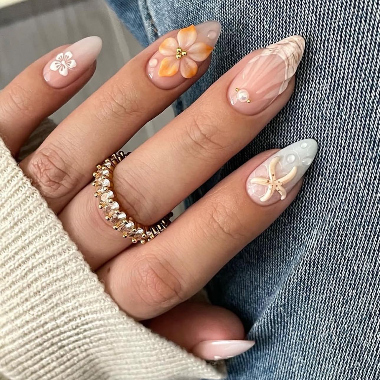 LPOODDNU almond medium press-on nails for comfortable everyday wear
