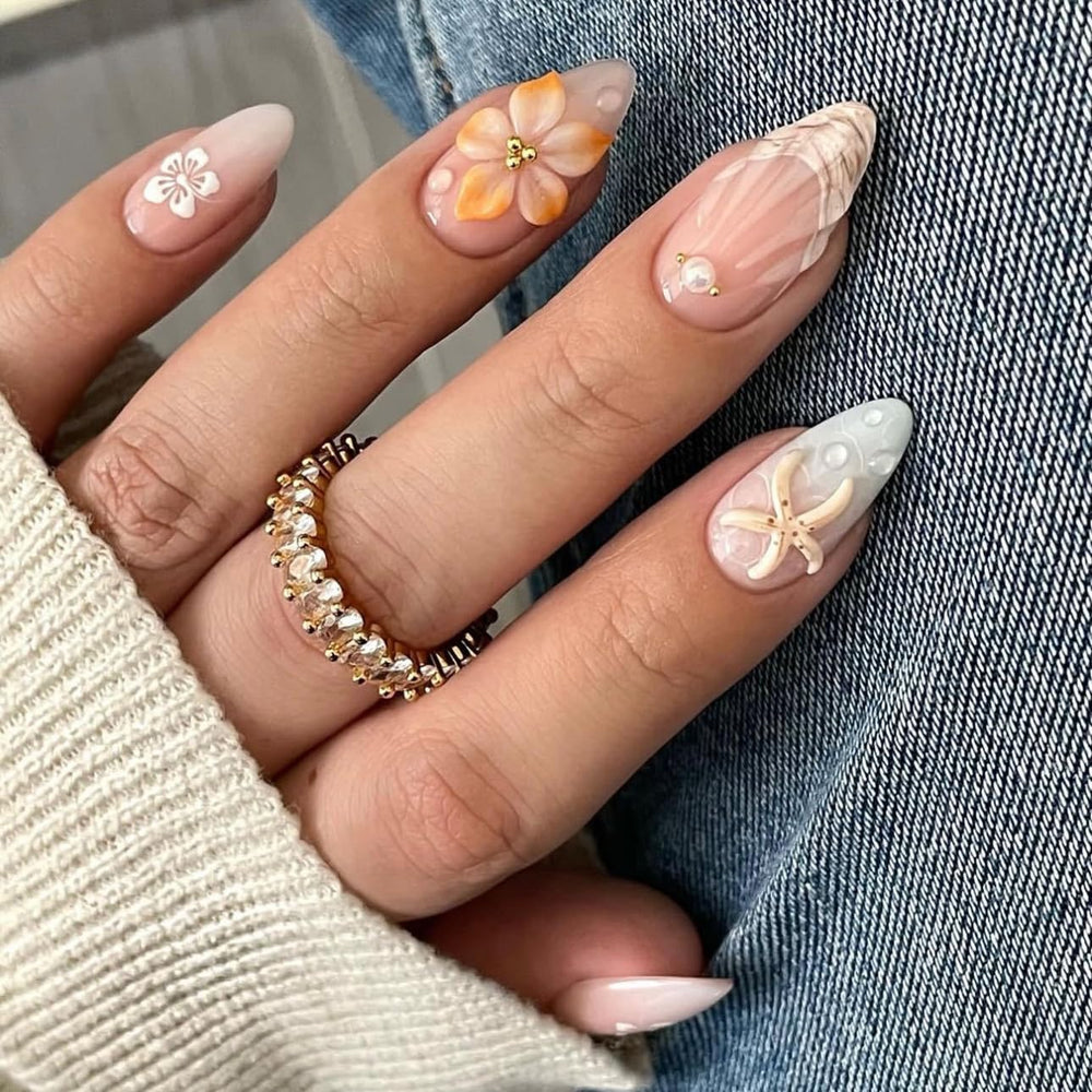 LPOODDNU almond medium press-on nails for comfortable everyday wear
