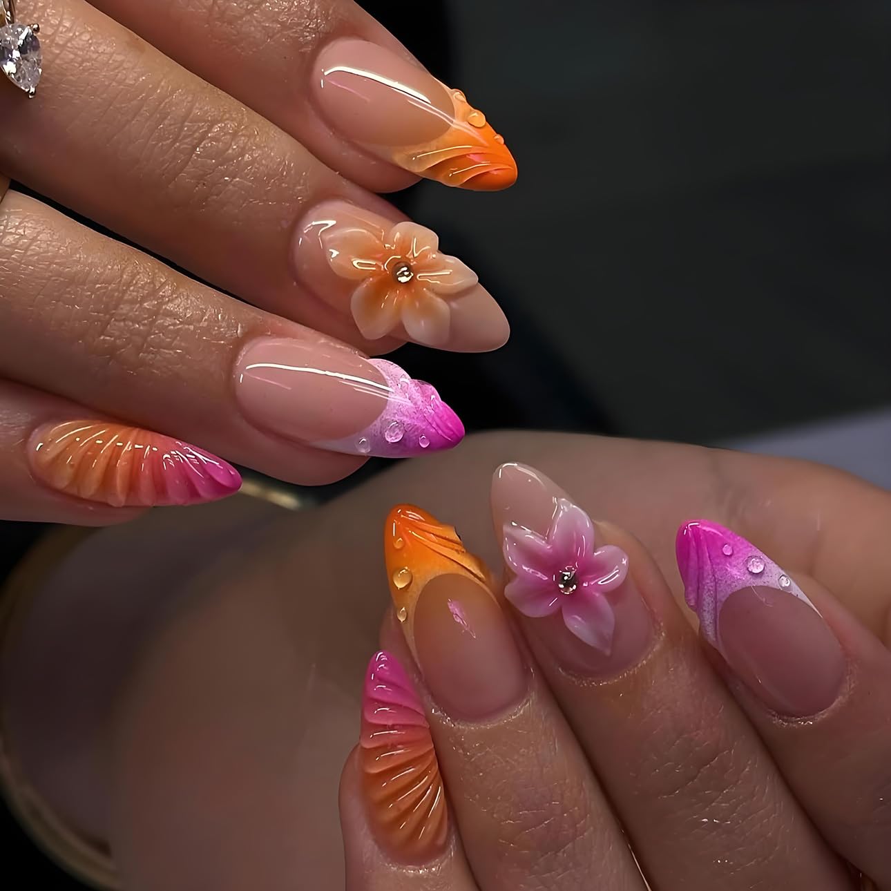 LPooddnu colorful French tip press-on nails for quick at-home salon style
