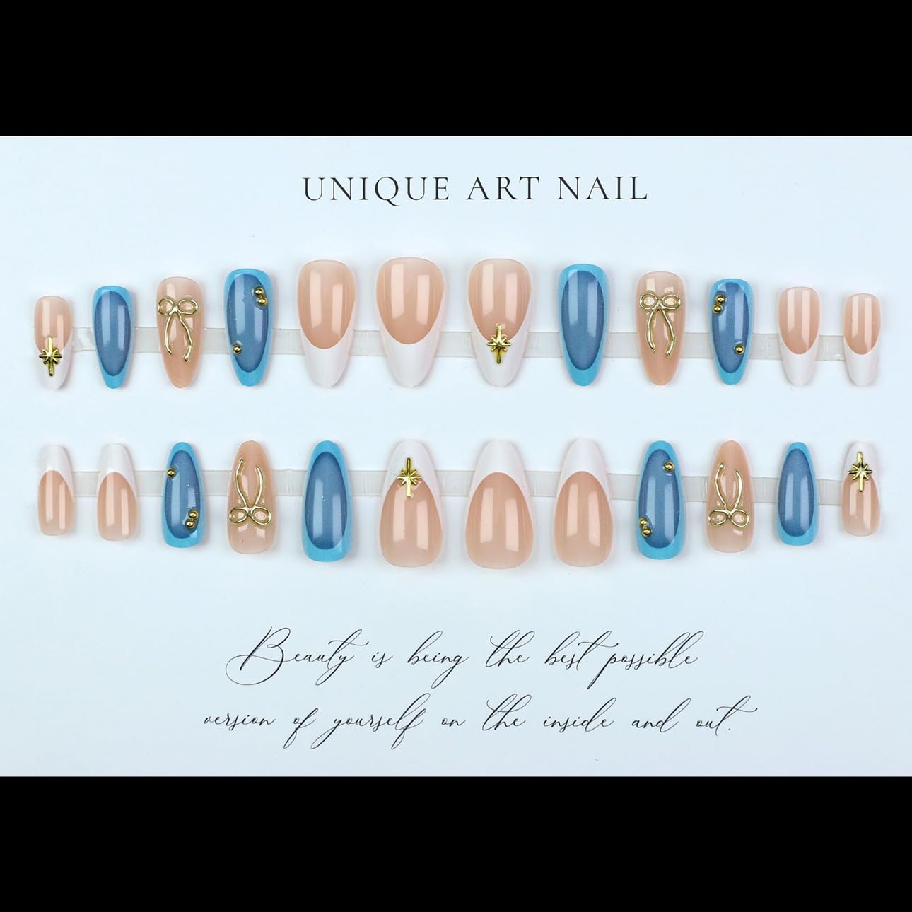 LPOODDNU glossy finish press-on nails provide quick, durable DIY manicures at home.